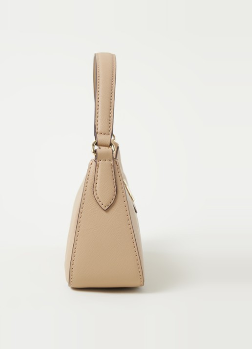 DKNY Carol schoudertas van leer - detail 4 donkerbeige