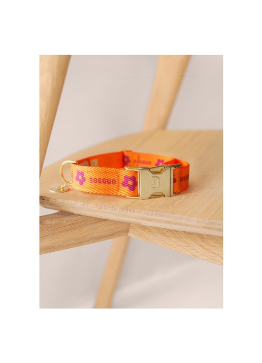 DOGGUO Flower collar M halsband voor honden 36 x 52 cm - detail orange