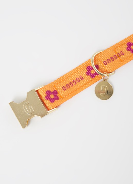 DOGGUO Flower collar M halsband voor honden 36 x 52 cm - voorkant 7 orange
