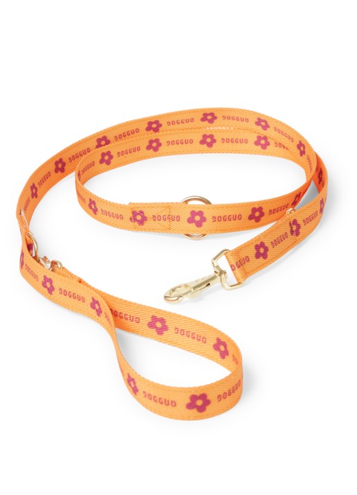 DOGGUO Flower leash hondenriem 200 cm - voorkant orange