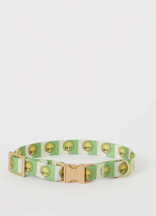 DOGGUO Smiley collar XS halsband voor honden 22 - 36 cm - voorkant groen