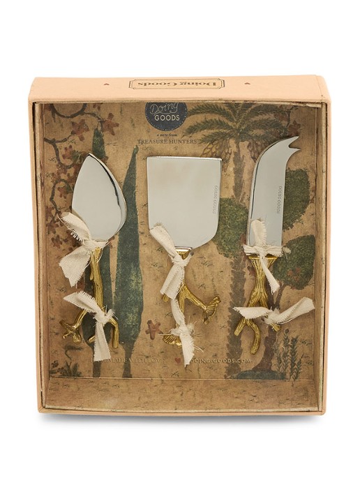 Doing Goods Ava Blossom kaasmes set van 3 in giftbox - achterkant brons