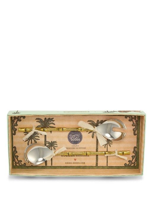 Doing Goods Bodhi Bamboo saladebestek set van 2 in giftbox - achterkant 3 brons