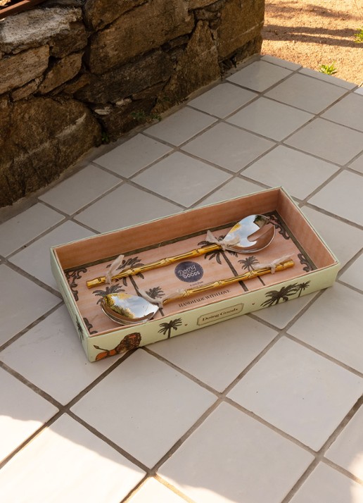 Doing Goods Bodhi Bamboo saladebestek set van 2 in giftbox - detail 5 brons