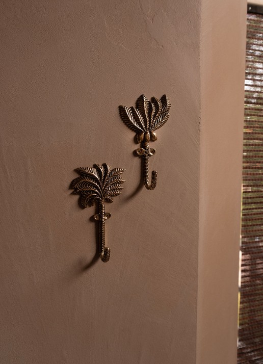 Doing Goods Devi Palmtree wandhaak set van 2  - voorkant 2 goud