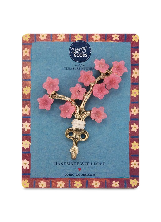 Doing Goods Elodie Flower wandhaak - achterkant brons