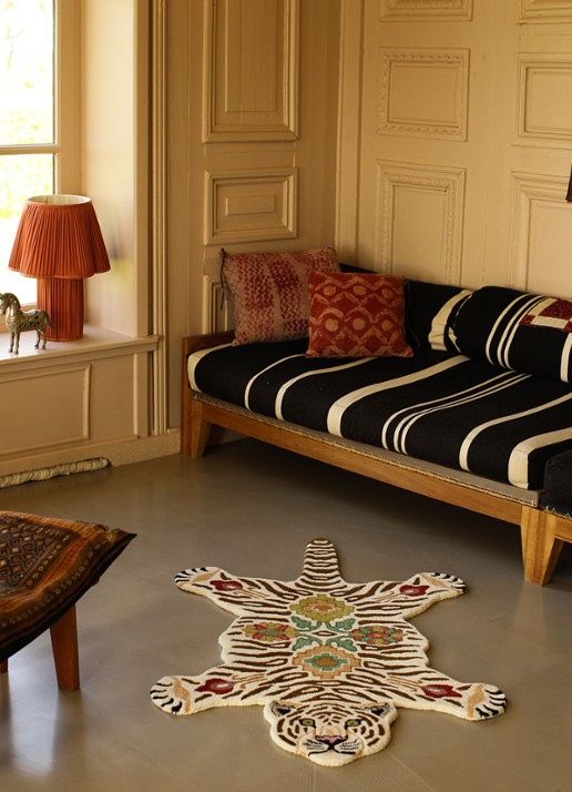 Doing Goods Jill Tiger Large vloerkleed 150 x 90 cm  - detail 5 beige