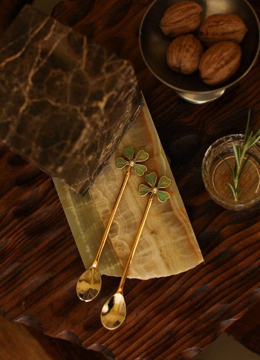 Doing Goods Lucky Clover theelepel 2-delig - voorkant 2 brons