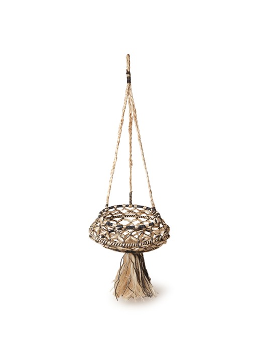 Doing Goods Macramé large plantenhanger Ø27 cm - voorkant beige