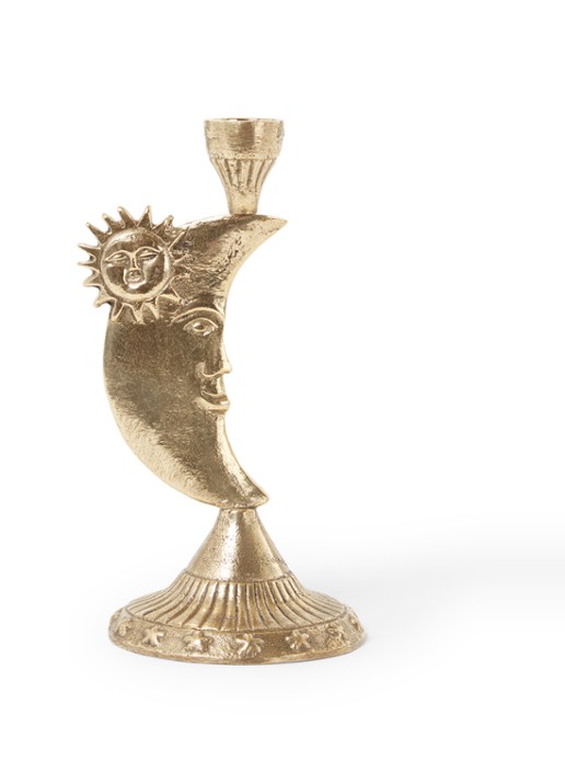 Doing Goods Morgan Maan kandelaar 18 cm - voorkant goud