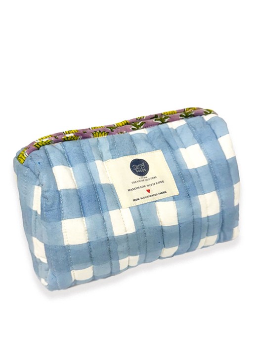 Doing Goods Nova make-up tas met ruitdessin - achterkant 5 blauw