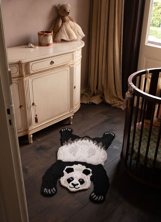 Doing Goods Plumpy Panda vloerkleed 97 x 55 cm - detail 3 zwart