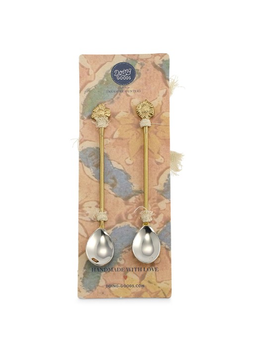 Doing Goods Sunny Sunflower theelepel set van 2 - achterkant 3 brons