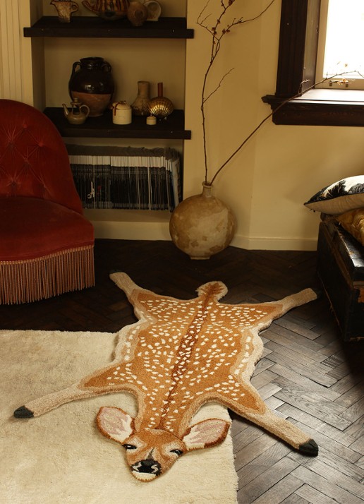 Doing Goods Tapis Amis Francis Hert Large vloerkleed 150 x 96 cm - voorkant 3 bruin