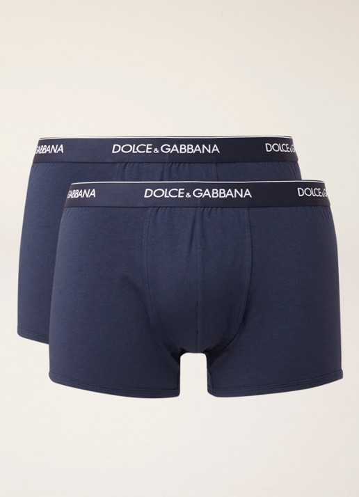 Dolce & Gabbana Boxershorts met logoband in 2-pack - voorkant 3 donkerblauw