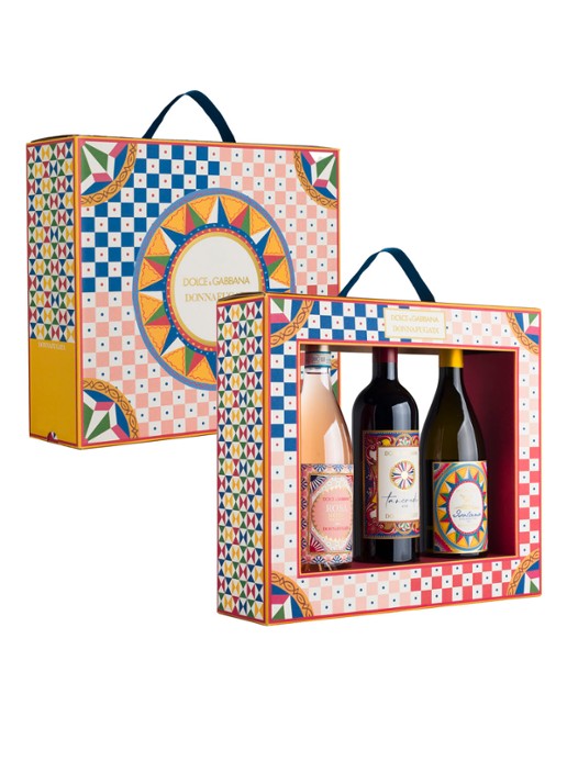 Dolce & Gabbana Giftset met rosé, witte- en rode wijn 3 × 750 ml in geschenkverpakking