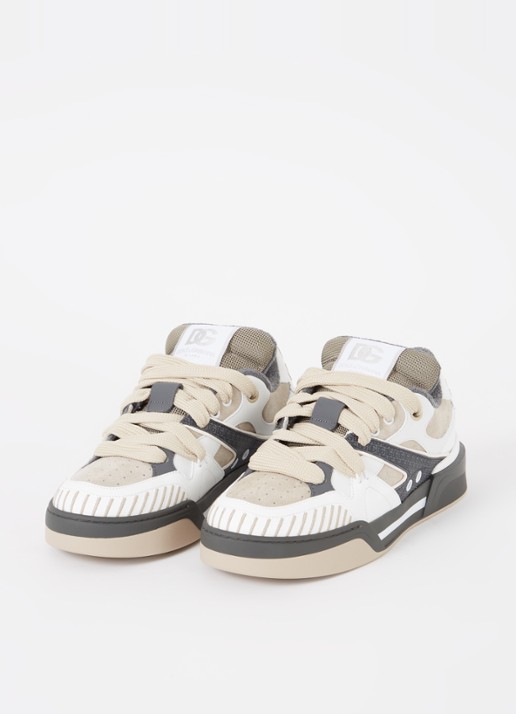 Dolce & Gabbana New Roma Skate sneaker van kalfsleer met kalfssuède details - detail 2 donkerbeige