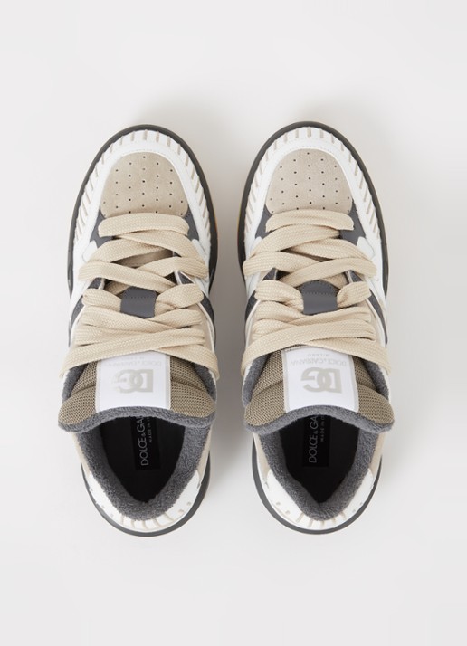 Dolce & Gabbana New Roma Skate sneaker van kalfsleer met kalfssuède details - detail 4 donkerbeige