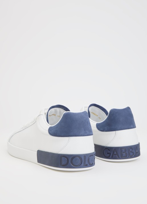 Dolce & Gabbana Portofino sneaker van kalfsleer met logo - achterkant 5 wit