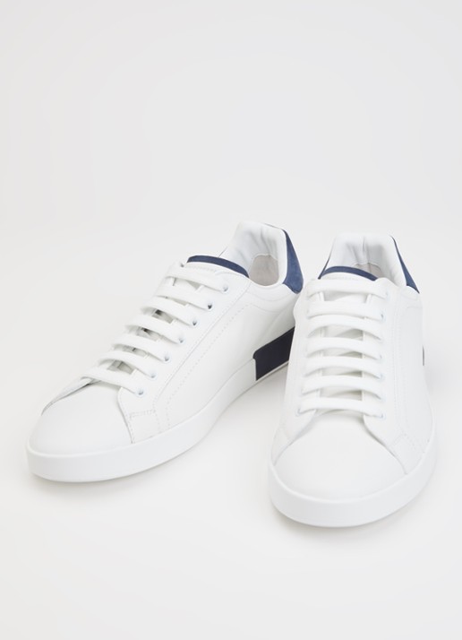 Dolce & Gabbana Portofino sneaker van kalfsleer met logo - detail wit