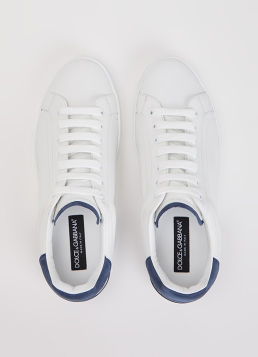 Dolce & Gabbana Portofino sneaker van kalfsleer met logo - detail 2 wit