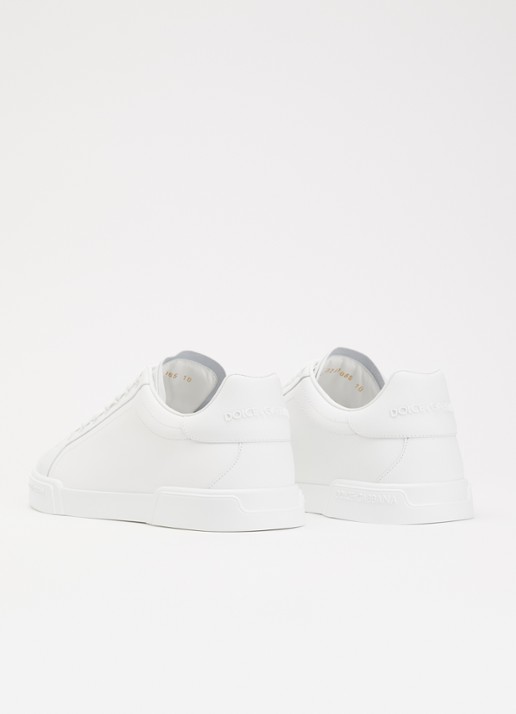 Dolce & Gabbana Portofino sneaker van kalfsleer - achterkant 7 gebroken wit