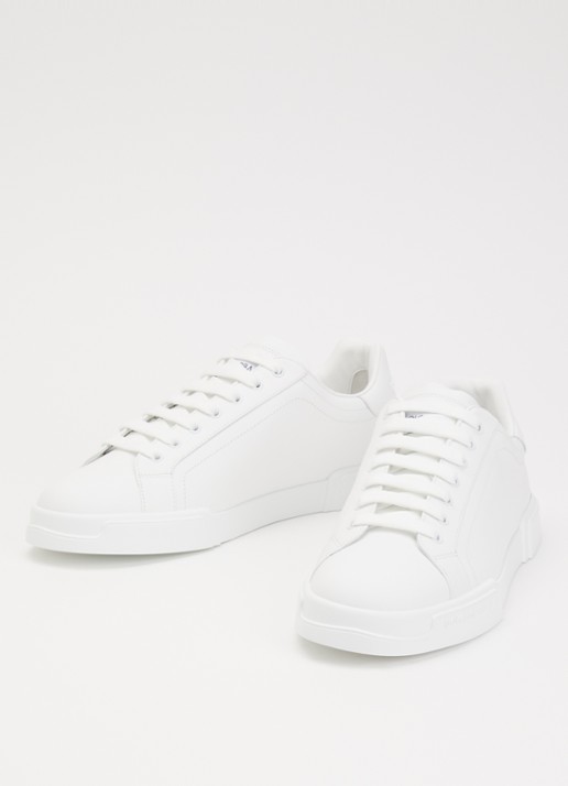 Dolce & Gabbana Portofino sneaker van kalfsleer - detail 3 gebroken wit