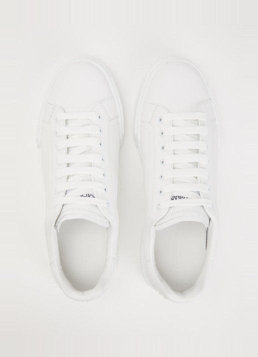 Dolce & Gabbana Portofino sneaker van kalfsleer - detail 4 gebroken wit