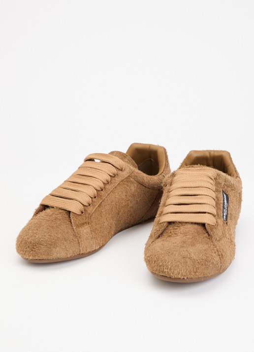 Dolce & Gabbana Portofino sneaker van kalfssuède met logo - detail 2 camel