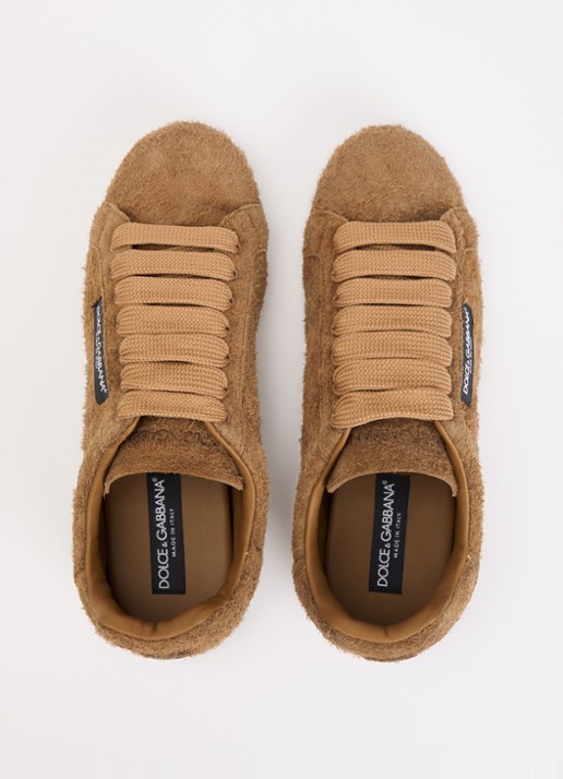 Dolce & Gabbana Portofino sneaker van kalfssuède met logo - detail 3 camel