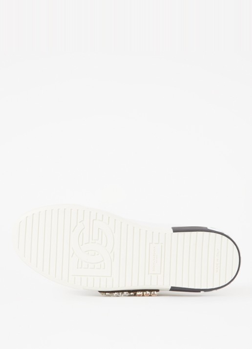 Dolce & Gabbana Portofino Vintage sneaker van kalfsleer met strass - detail 7 wit