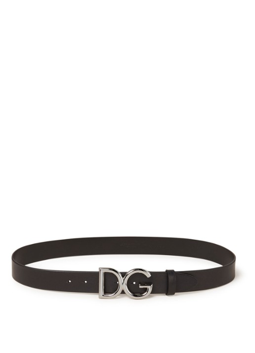 Dolce & Gabbana Riem van kalfsleer met logo - voorkant zilver