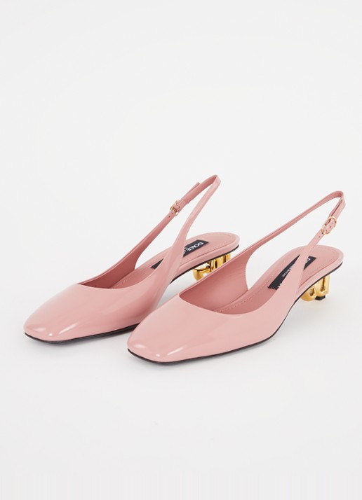 Dolce & Gabbana Slingback van kalfsleer met lakfinish - detail zalmroze