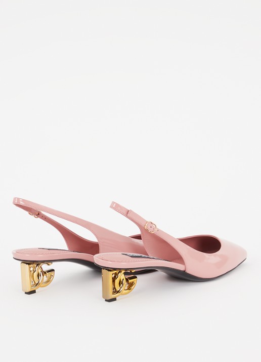 Dolce & Gabbana Slingback van kalfsleer met lakfinish - detail 2 zalmroze