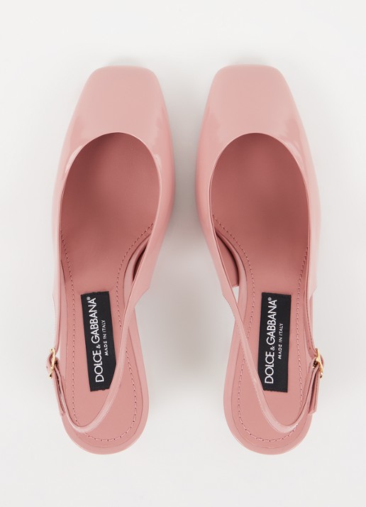 Dolce & Gabbana Slingback van kalfsleer met lakfinish - detail 3 zalmroze