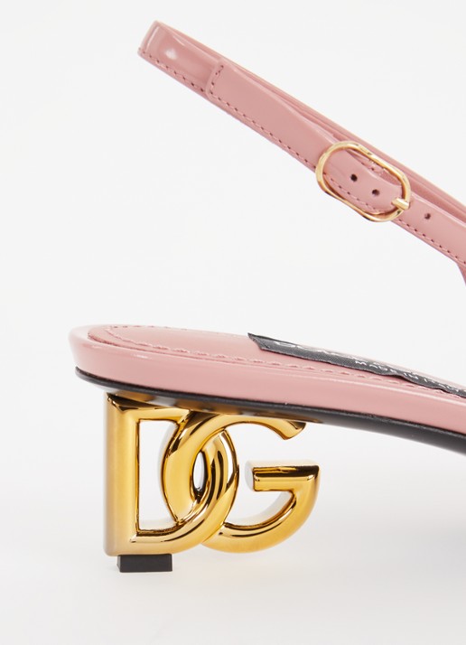 Dolce & Gabbana Slingback van kalfsleer met lakfinish - detail 5 zalmroze
