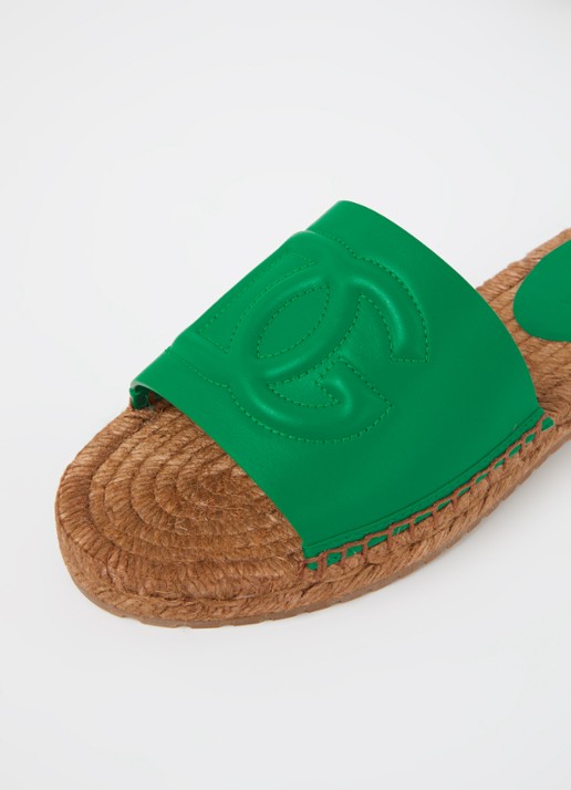 Dolce & Gabbana Vitello slipper van leer met logo - detail 4 groen