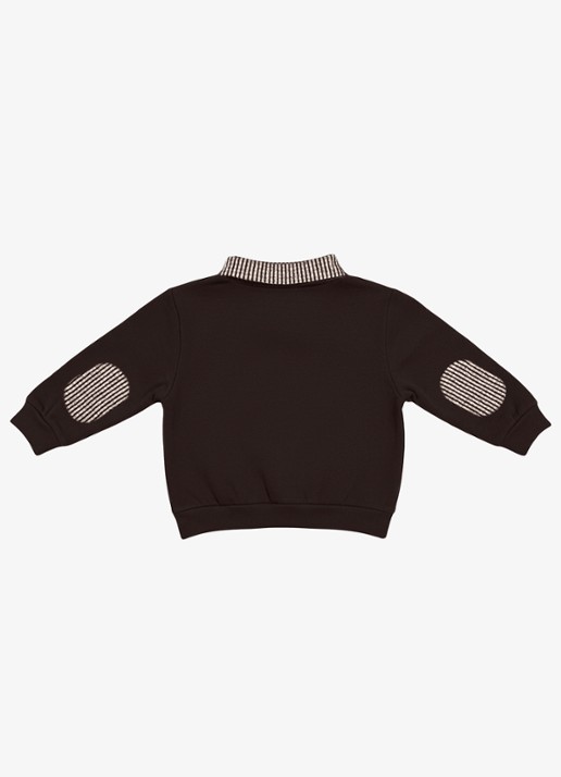 Donsje Amsterdam Amaro sweater met kraag - achterkant donkerbruin