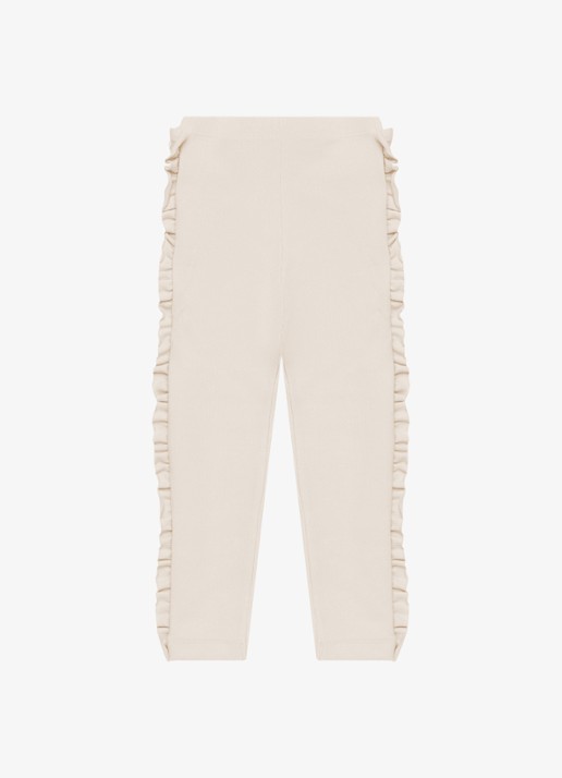Donsje Amsterdam Audun ribgebreide leggings met applicatie - achterkant 4 beige