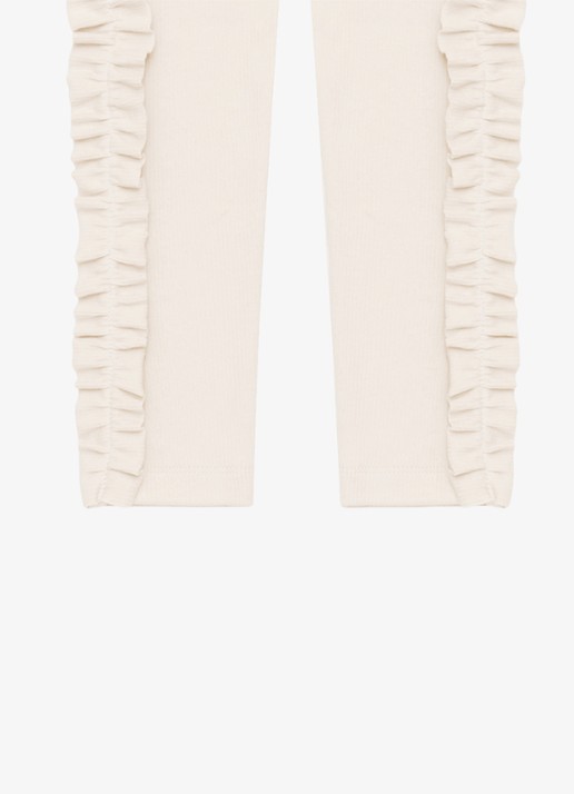 Donsje Amsterdam Audun ribgebreide leggings met applicatie - detail beige