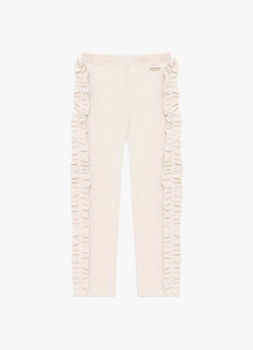 Donsje Amsterdam Audun ribgebreide leggings met applicatie - voorkant 2 beige