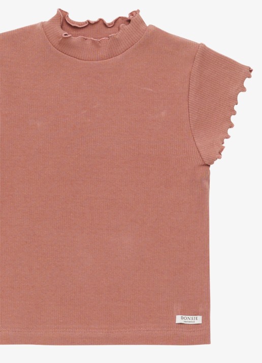 Donsje Amsterdam Aurore t-shirt met opstaande kraag - detail 4 oudroze