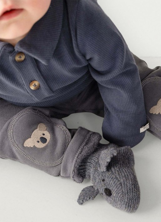 Donsje Amsterdam Babyslofjes van wol - voorkant 2 donkergrijs
