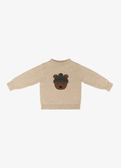 Donsje Amsterdam Denn Merino Wool Sweater | Bear - voorkant 4 beige