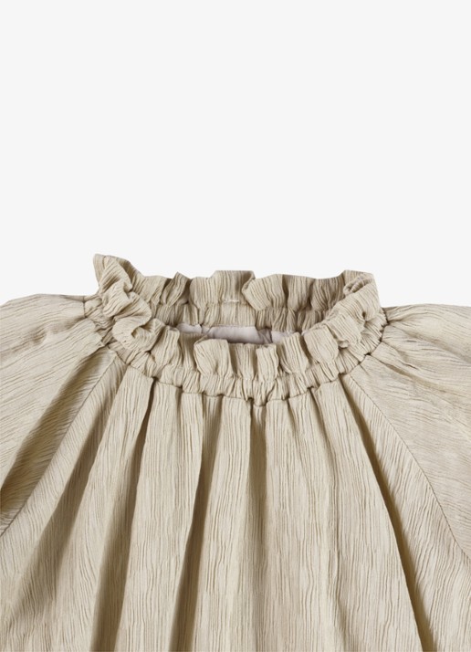 Donsje Amsterdam Dilan jurk met plooien - detail 3 taupe