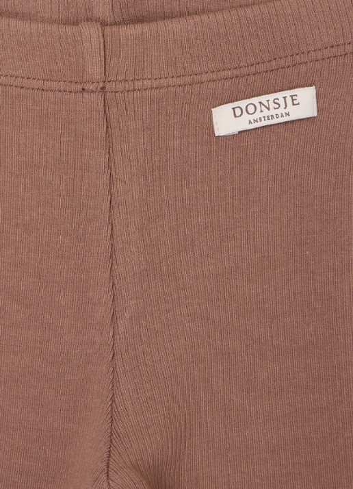 Donsje Amsterdam Ellie ribgebreide legging van  katoen - detail bruin