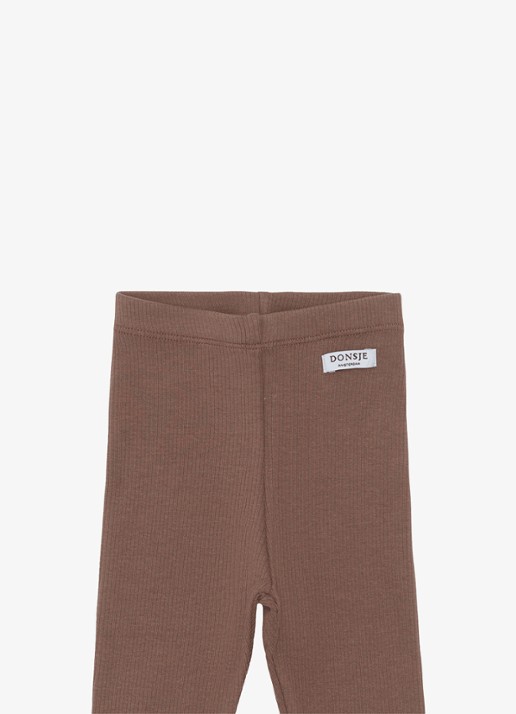 Donsje Amsterdam Ellie ribgebreide legging van  katoen - detail 2 bruin