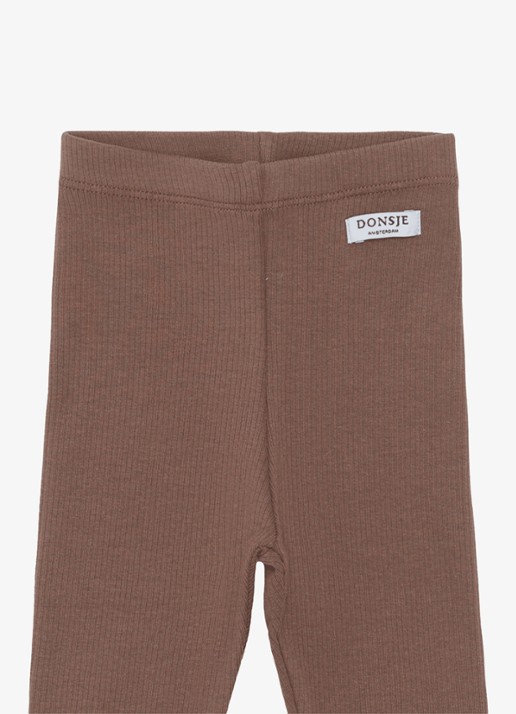 Donsje Amsterdam Ellie ribgebreide legging van  katoen - detail 3 bruin