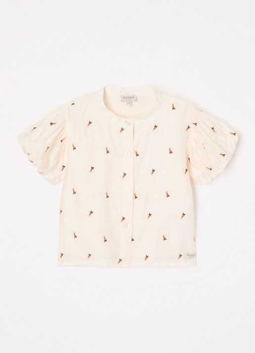 Donsje Amsterdam Ezrah blouse met borduring - voorkant gebroken wit