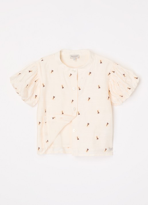 Donsje Amsterdam Ezrah blouse met borduring - voorkant 2 gebroken wit
